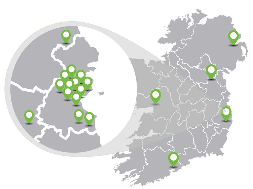 Map showing proAV projects in Ireland